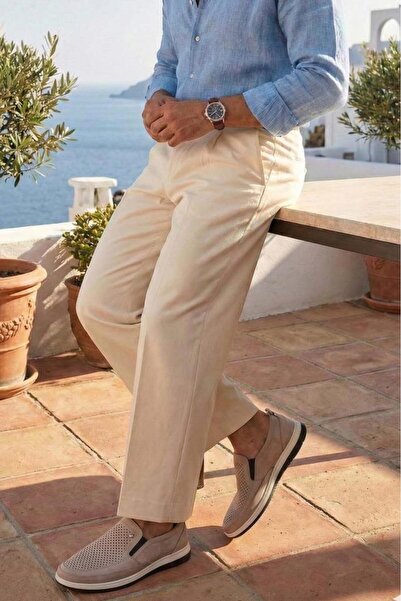 DETECTOR Pantofi de vară pentru bărbați, din piele naturală, perforați, respi...