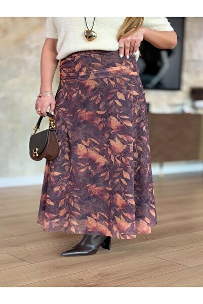 MİRVE BUTİK Draped Patterned Tulle Skirt