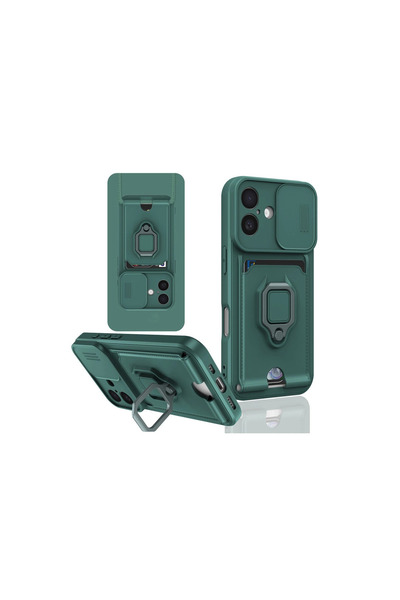 eco port iPhone 16 Case Zuma Silicone with Business Card Ring - Green