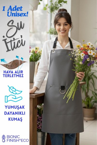Monki Haus Cafe Barista Hairdresser Bartender Florist Kitchen Aprons Stain Resistant Anthracite Gray