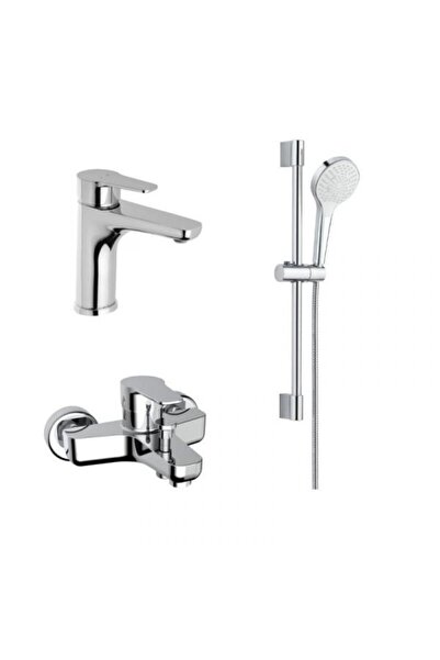 ROMSTAL Set de baterii pentru chiuvetă, cadă, duș, Romstal, Iris, crom lucios