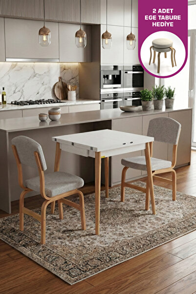 VİLİNZE Ege Sandalye Avanos Ahşap MDF Mutfak Masası Takımı - 70x140 cm
