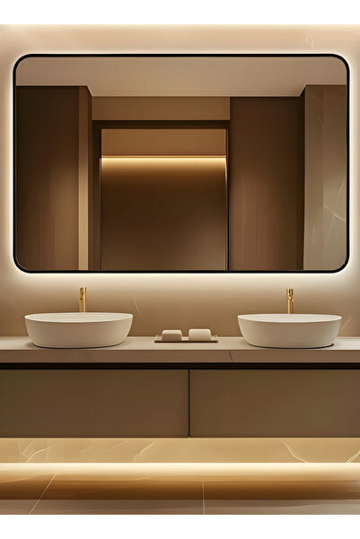 Taimi Wall Mirror90x70cm-Elegant Design Mirror with 3-Light Levels Black Fram...