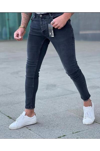 Ser Joven Men's Anthracite Slim Fit Lycra Jean Trousers