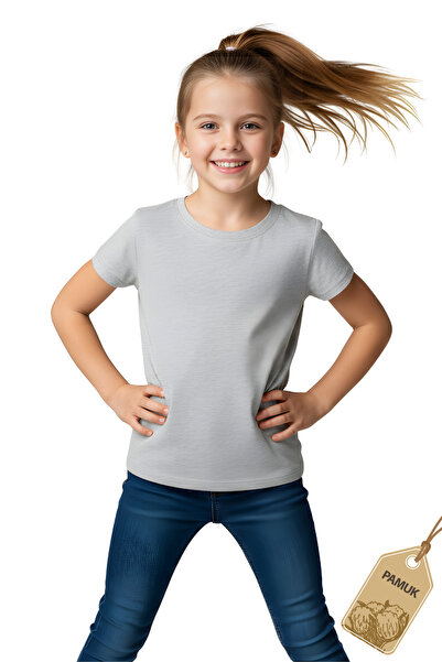 Difa Γκρι παιδικό μπλουζάκι - Unisex βαμβακερό κοντομάνικο καθημερινό βασικό ...