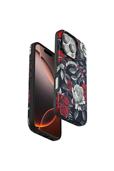 eco port iPhone 16 Pro Flower Series Magsafe Cover - Black