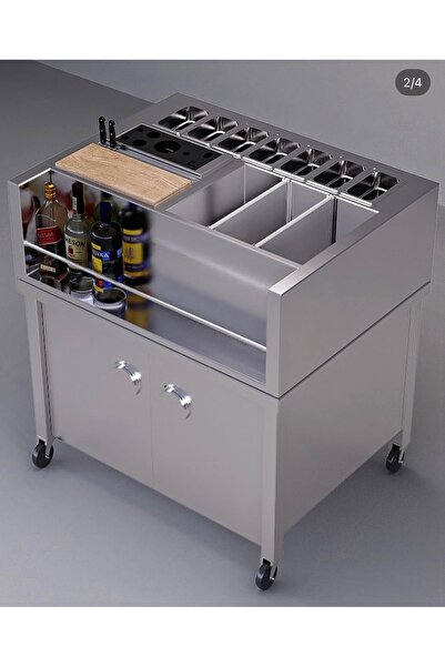 LUNNA ENDÜSTRİYEL KOKTEYL HAZIRLIK TEZGAHI KAPAKLI 100*70*85