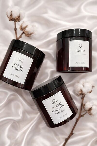 AY&ÇA HOME 3'lü Amber Banyo Düzenleyici 500ml Kutular Pamuk, Makyaj Temizleme...