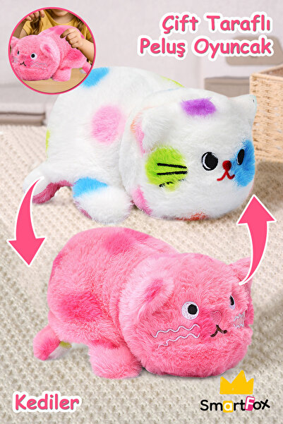 SmartFox Çift Taraflı Peluş Oyuncak Yumuşak Dokulu Çevirilebilir Sevimli Peluş
