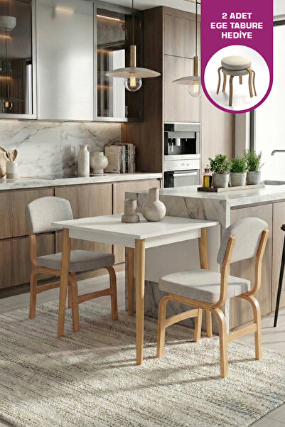 VİLİNZE Ege Sandalye Avanos Ahşap MDF Mutfak Masası Takımı - 70x120 cm