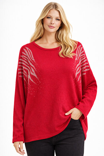 Butik Ayseba Park Moda Angel Winged Stoned Long Sleeve Italian Sweater