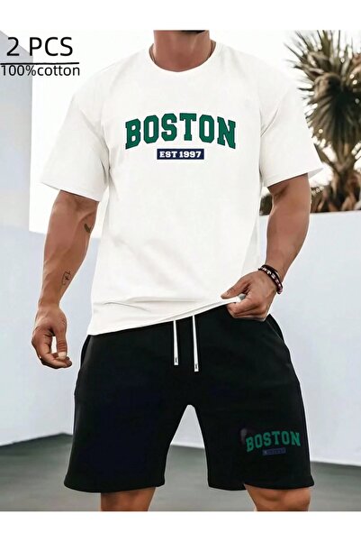 PAVRO Unisex Oversize Shorts Set Bottom-Top Two-Piece Casual Mixed Pvr Ozell ...