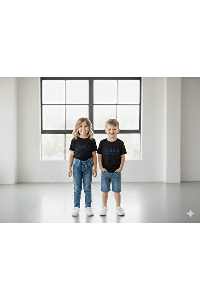 Bonbelle تي شيرت أسود ناعم الملمس مطبوع عليه صورة فتاة/صبي