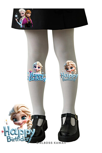 Girlboss Kawaii جوارب طويلة بيضاء غير شفافة من فروزن بتصميم إلسا آنا لعيد الم...