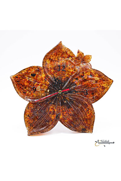 Generic Handmade Natural Amber Flower Clock