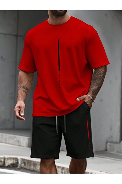 PAVRO Unisex Oversize Shorts Set Bottom-Top Two-Piece Casual Mixed Pvr Ozell ...