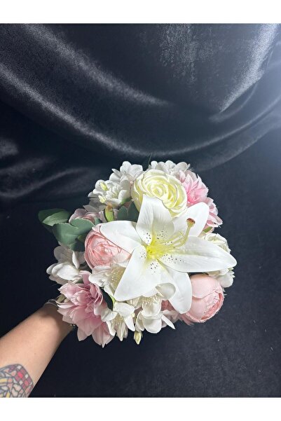 Bridal Luxe Floria Soft Pembe Karışık Çiçekli Gelin Buketi – Zarif Dokunuş, M...