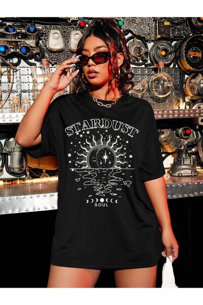 ZEMLİYA Tricou unisex supradimensionat cu imprimeu grafic – Croială lejeră pe...