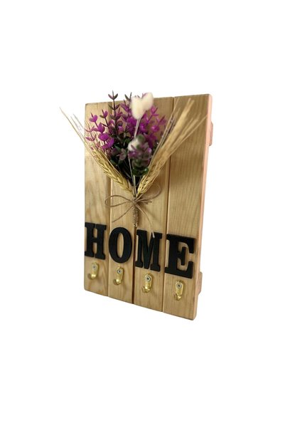 Trend Kitchen Homeflora Decorative Home Wooden Hall Organizer with Artificial Flower Detail and Keychain Hanger