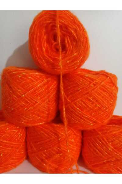İPEK YÜN İPLİK DÜNYASI Moher Knitting Yarn Twisted (Portocaliu) Mix de sclipi...