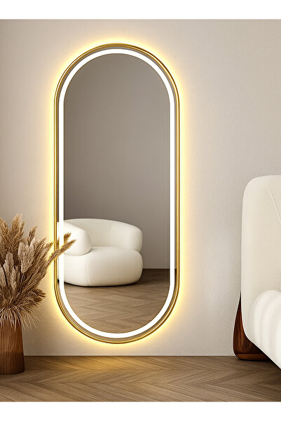 Taimi مرآة حائط 90×70 سم - تصميم أنيق مع 3 مستويات إضاءة أمامية وإطار ذهبي - ...