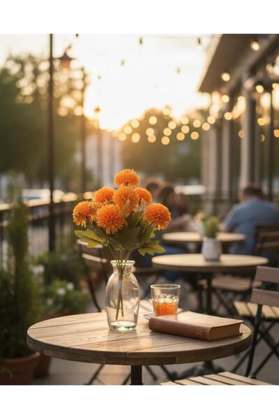 YAPAY ÇİÇEK DERYASI زهرة الكاسيمباتي البرتقالية ذات التفاصيل الديكورية المكون...