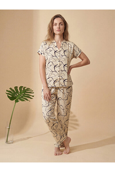 Mish By Styli Women Printed Cotton Shirt and Pyjama Set