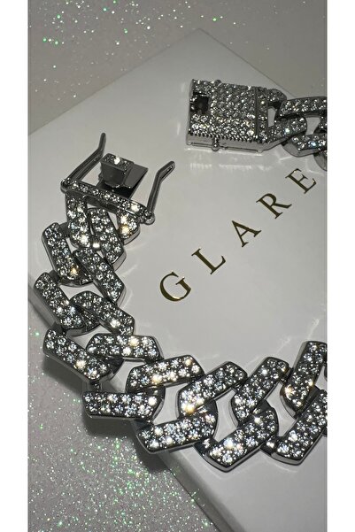 GLARE JEWELRY CO Monaco Chain Modeli Kalın Gurbet Lüks Pırlanta Montür Çelik ...
