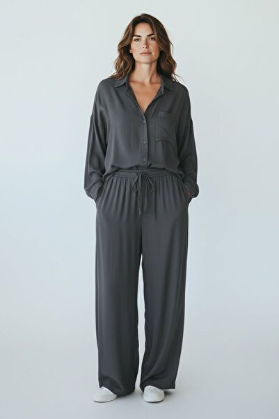 FEG STORE Modal Fabric Comfortable Fit Oversize Shirt Pants Bottom Top Women'...