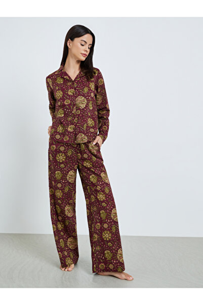 Styli Floral Buttoned Cotton Shirt and Wide Leg Pyjama Set