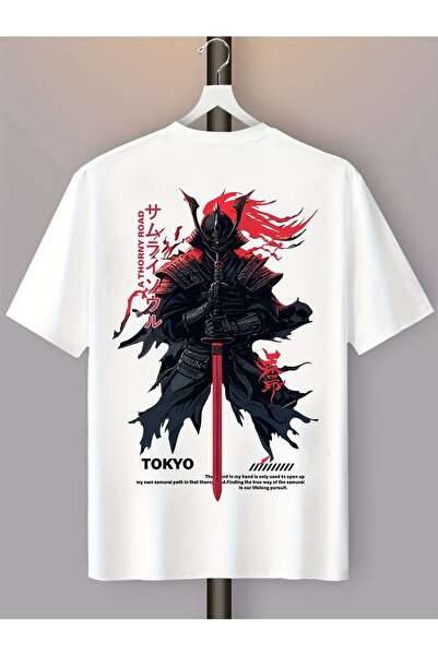 LAND MODA Μπλουζάκι Unisex Oversize με στάμπα Samurai, 100% βαμβάκι, με μεγάλ...