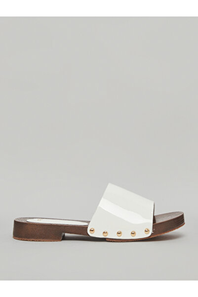 Styli Women White Patent Leather Flat Sandals