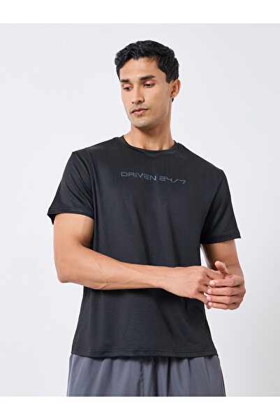 Styli Men Black Relaxed Fit Printed T-Shirt