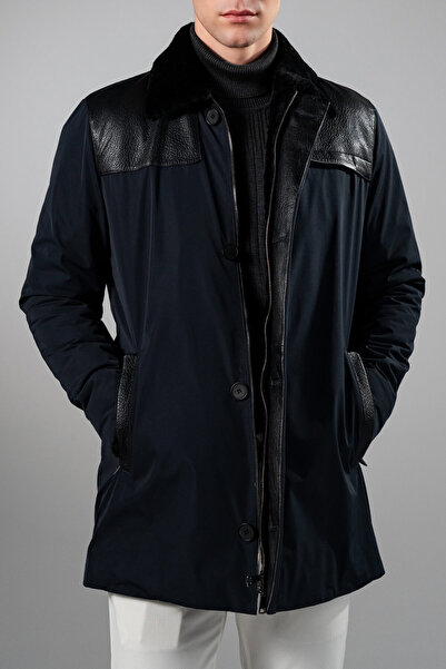 Tamer Tanca Erkek Tekstil & Deri Lacivert Mont