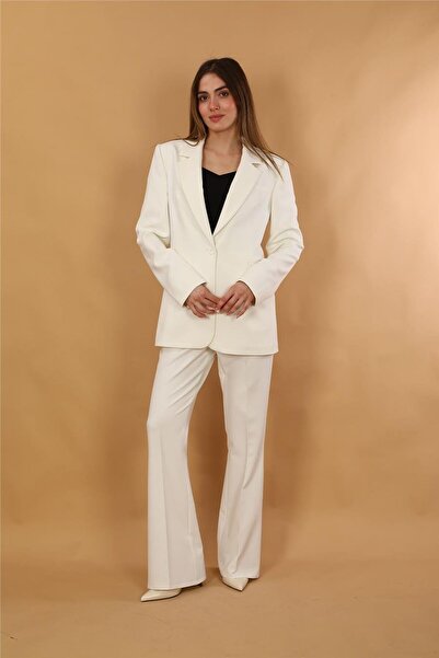 ÖNDER ÖZSOY Oversize Single Button Classic Jacket & Pocketed Spanish-Cut Trou...