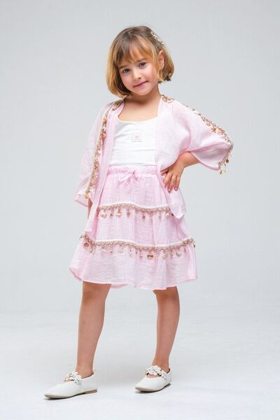 HAUSEkids 4-8 Years Old Seashell Sugar Girl's 3-Piece Set - Candy Pink