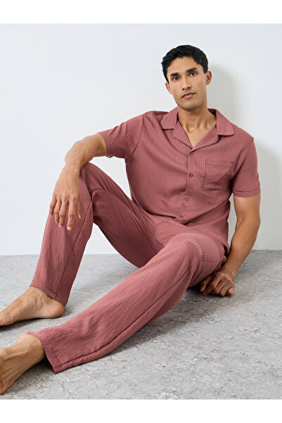 Styli Men Relaxed Fit Short Sleeve Shirt and Pyjama Set