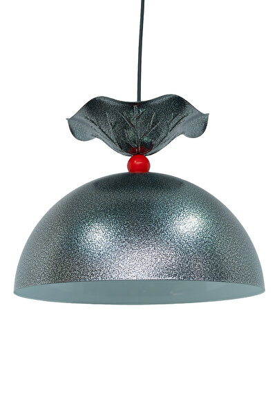 Siu Nilüfer Seri GümüşDövme-Kırmızı Detay Metal Tekli Sarkıt Avize-Mutfak Sal...