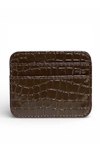 Gesa Basic Horizontal Model Bitter Brown Crocodile Card Holder Gift Wallet&Ca...