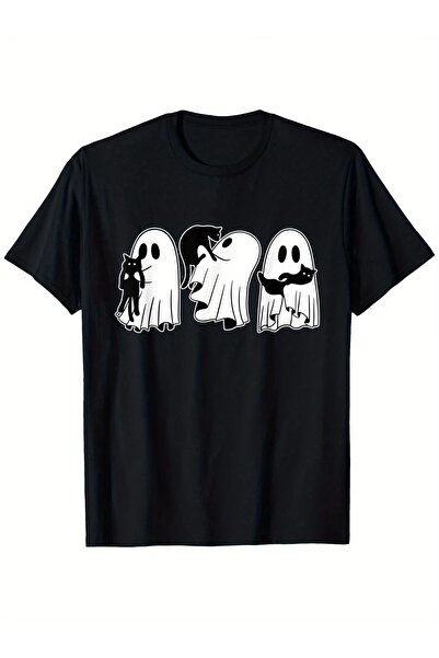 ship master Tricou unisex oversize cu imprimeu Ghost și Cat, 100% bumbac, în ...