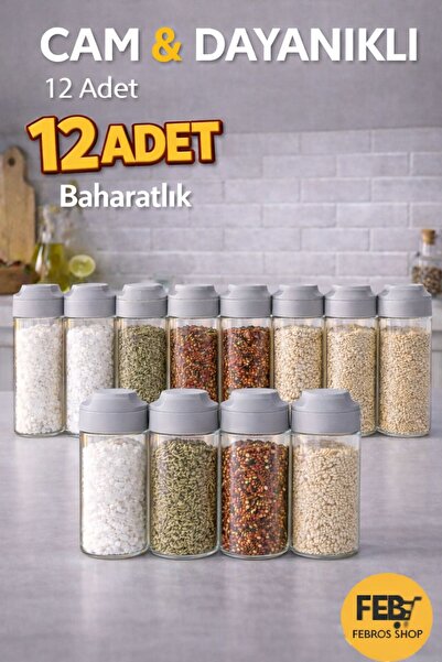 Spice Rack 12 Glass Resistant Salt Pepper Thyme Sesame Spice Rack