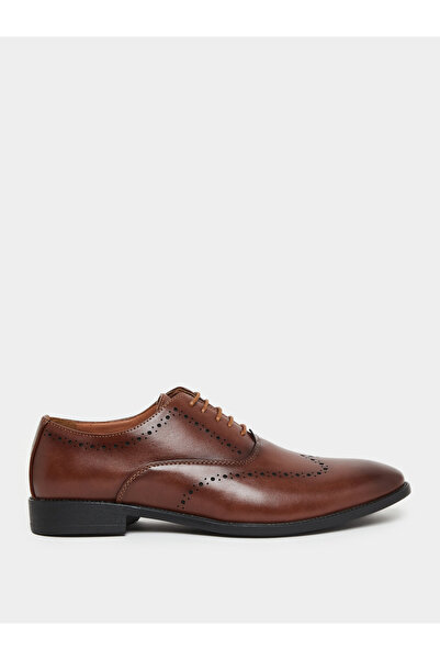 Styli Men Brown Leather Oxford Shoes