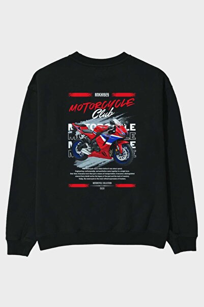 Ankhises سلسلة موتورسايكل سيريز 24 سويت شيرت أسود مطبوع من الخلف للرجال والنس...