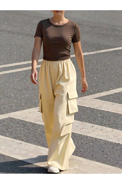 Take Two By Styli Women Solid Crop Top and Cargo Pants Co-Ords