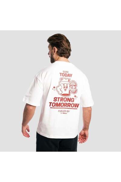 GymBeam Tricou Shaker Boxy alb