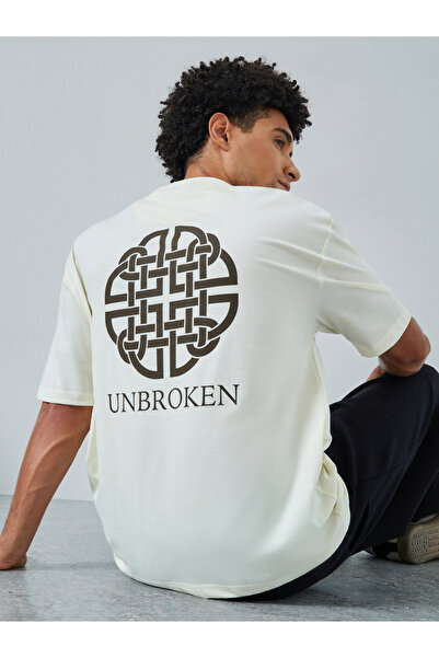 Styli Men White Graphic Oversized T-Shirt