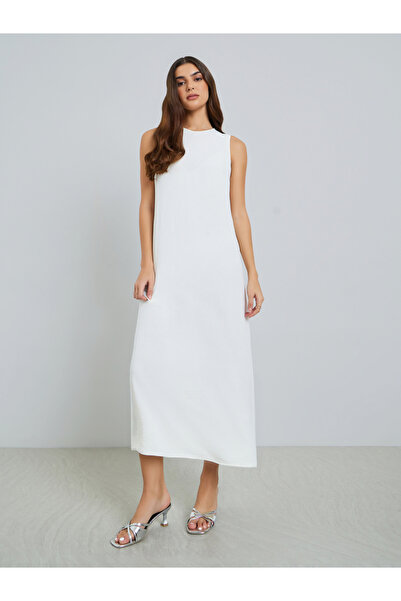 Take Two By Styli Women White Sleeveless Midi Dress