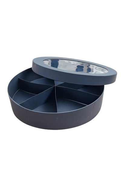 Corolla Packaging Round Rigid Box with Window, Black – Elegant and Premium Pa...