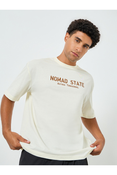 Styli Men White Graphic Print Oversized T-Shirt