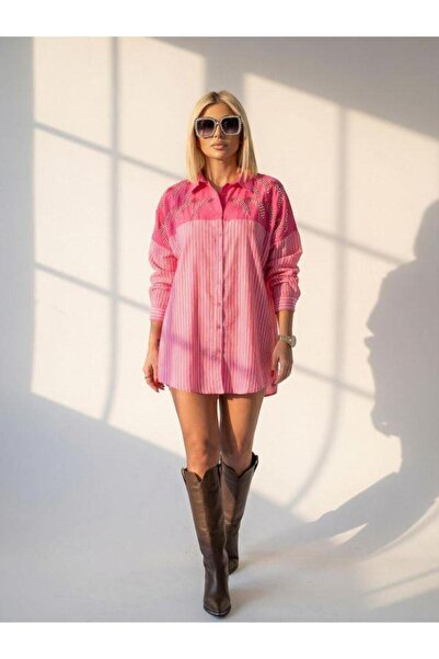 Kokoşum Butik 4146 Anka Stone Shirt Pink